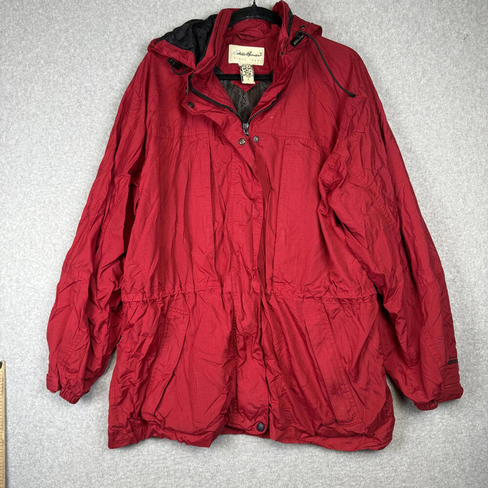 Vintage 90s Eddie Bauer Women's Size Large Lined Red Hooded Parka Coat Jacket